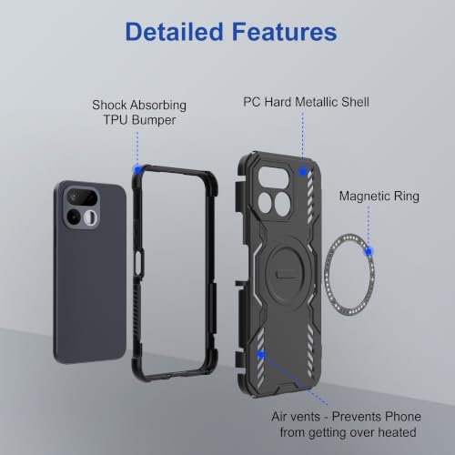 Image of Zapcase Back Case Cover for Realme 16T 5G | Magnetic Case with Built-in Metal Ring | Supports MagSafe Charger, Wallet & Car Mount | Shockproof Hybrid PC + TPU | Black