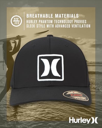 Image of Hurley Mens Reflect Icon Curved Brim Fitted Baseball Cap