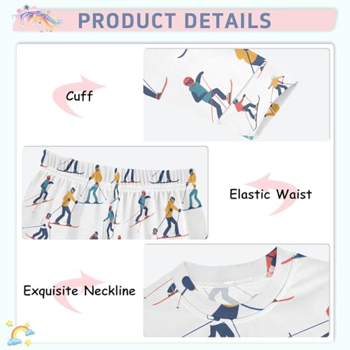 ALAZA Winter Sports Skiers Pajamas Set Snug-fit Long Sleeve Sleepwear,18 M4