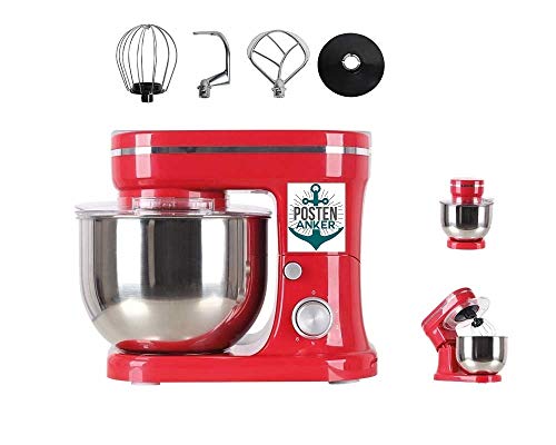 Posten Anker Küchenmaschine rot | Teigmaschine | Knetmaschine | 1200 Watt | 5l Edelstahlschüssel | Rührmaschine…