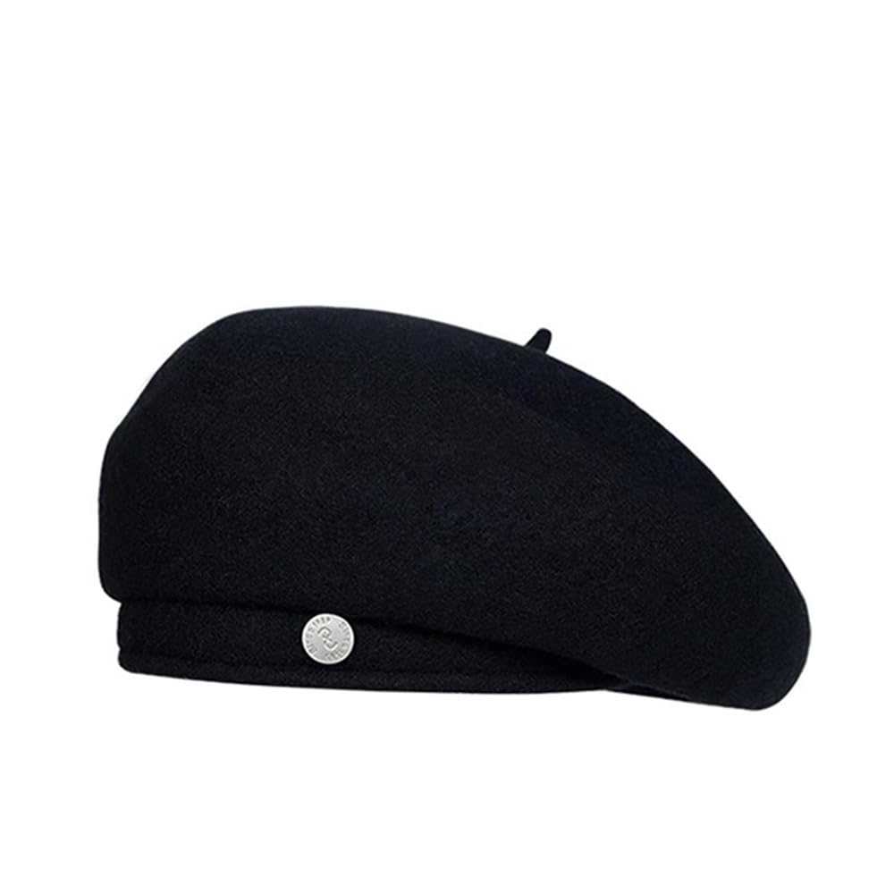 Wool Beret Hat, French Berets Artist Painter Classic Solid Wool Beret Hat Autumn Winter Fashion Warm Wool Beanie Cap (Black)