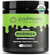 PADMURA Organic Moringa Oleifera Leaf Powder Capsules 1000mg - for Immune Support, Lactation Supp...
