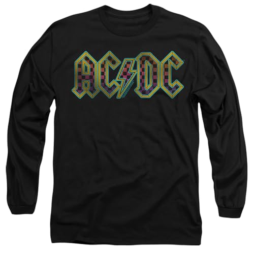 AC/DC Checkerboard Gradient Logo Mens Long Sleeve T Shirt, Black, Small