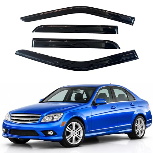 Image of IG Window Visors Fit for 2008-2014 Mercedes-Benz C-Class, Out-Channel Rain Guards Vent Wind Deflectors 4PC, Car Accessories for 2008-2014 Mercedes Benz C200 C230 C250 C300 C350 C63