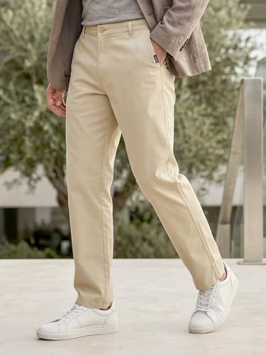 Image of Urbano Fashion Men's Regular Fit Mid Rise Cotton Casual Chinos Trousers Stretch