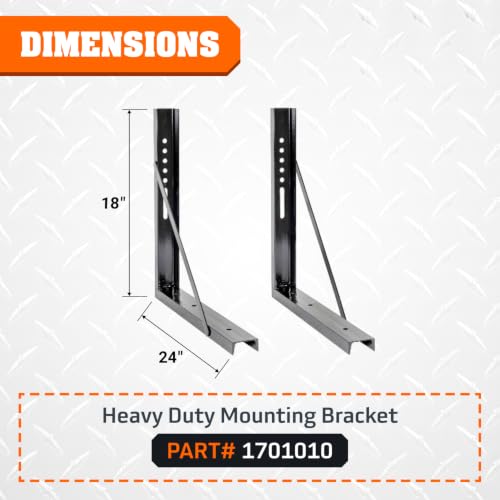 Image of Buyers Products 1701010 Heavy Duty Welded Structural Black Steel Mounting Brackets for Underbody Truck Tool Box, Set of 2, 18 inch x 24 inch, Corrosion Resistant, Universal Hole Pattern For Quick Mounting