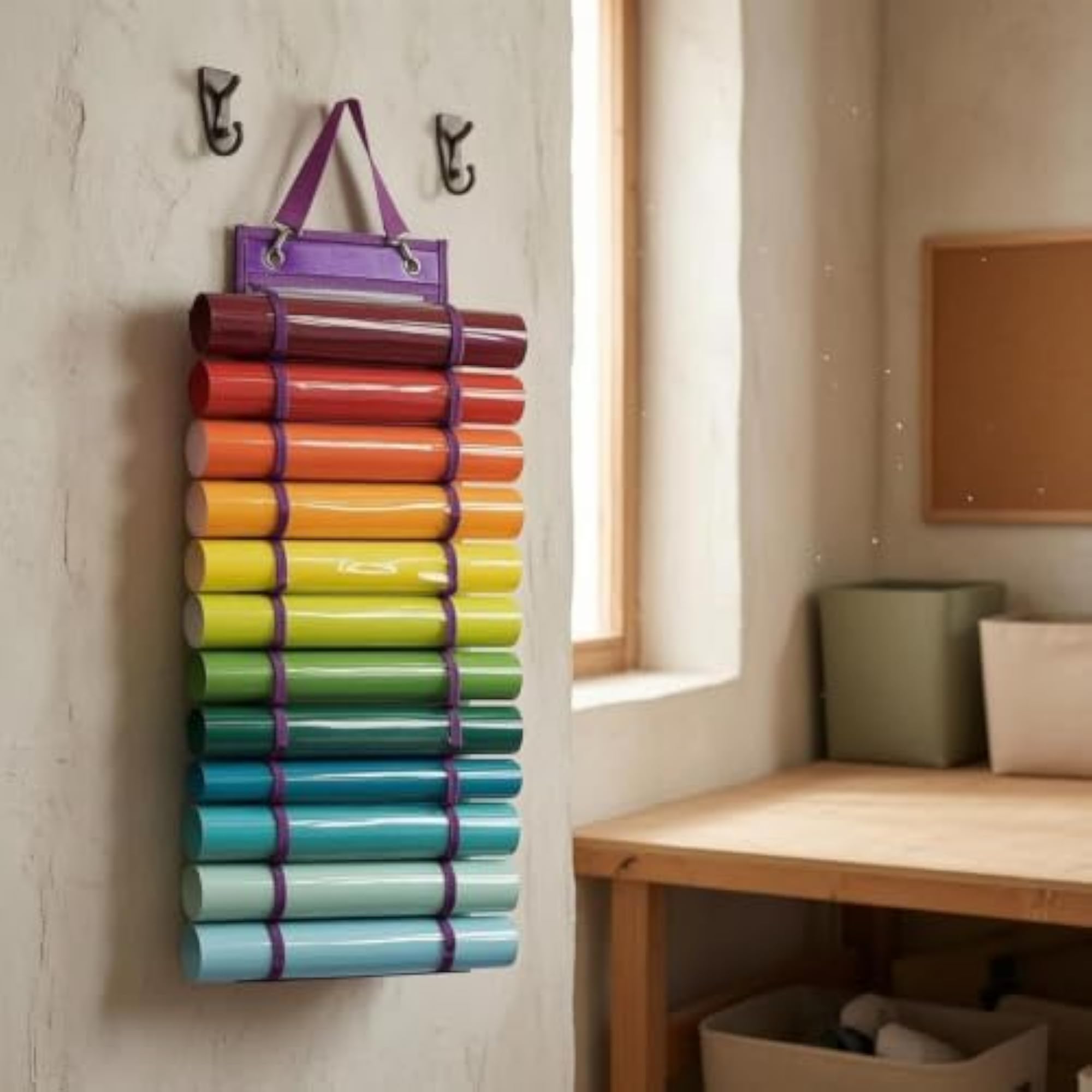 Light Gray 12-Slot Hanging Organizer with Hooks