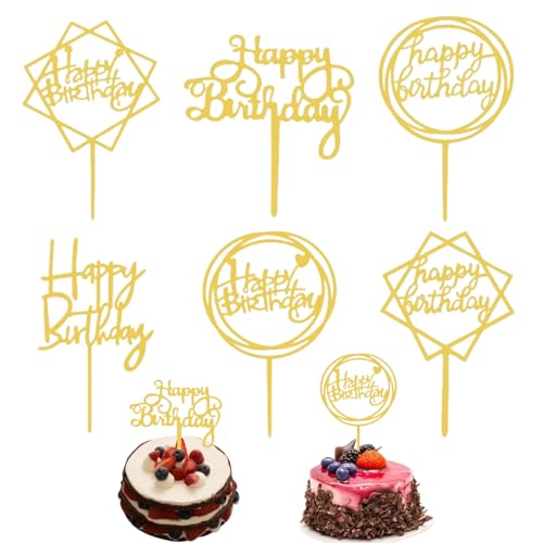 Jravezt ケーキトッパー 6点セット ケーキ飾り ケーキ挿入カード ケーキデコレーション 誕生日 飾り Happy Birthday ハッピーバースデー 誕生日パーティー ケーキ装飾用品 (6点セット-A)の商品画像（Amazon）