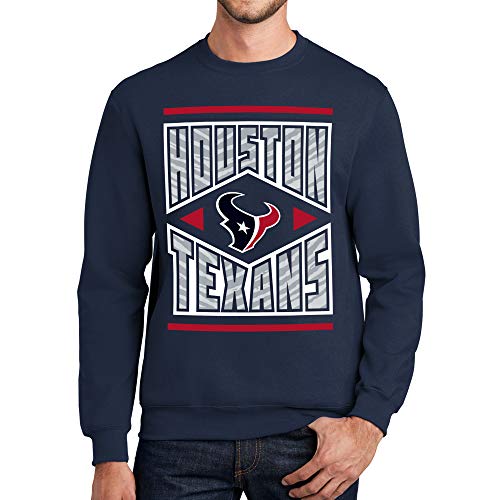 Officially Licensed Zubaz Unisex NFL Crew Neck Sweatshirt with Zebra Diamond Block Logo, Houston Texans, Size Small