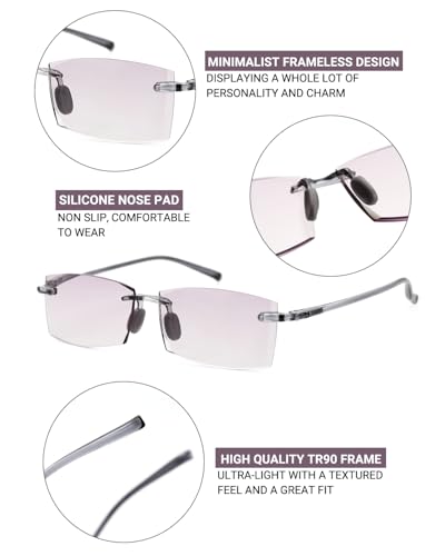 Image of TERAISE Rimless Reading Glasses Comfortable Lightweight Frameless Reader Men Women Blue Light Blocking Computer Eyeglasses