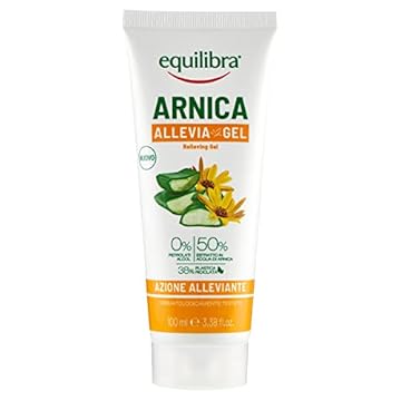 Equilibra Corpo, Arnica Allevia-Gel, Gel ad Azione Alleviante, Ideale per Alleviare Dolori Muscolari Dopo Sforzo Fisico, con Aloe Vera, Arnica, Glicerina, Canfora e Mentolo, Gomma Xanthana, 100 ml