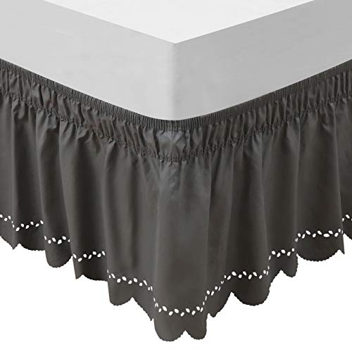 Obytex Wrap Around Bed Skirts Fashional Elastic Dust Ruffle Silky Soft & Wrinkle Free Classic Stylish Look In Your Bedroom (Dark Gary, Queen/King) #TOP10