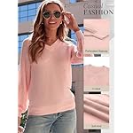 Dokotoo Women's Casual V-Neck Long Sleeve Sweaters Solid Color Pullover Knit Sweater Jumper Tops - Image 2