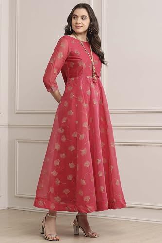 Image of BIBA Women Cotton Blend Maxi Flared Classic Printed Dress