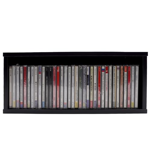 MayRecords CD Storage Rack Stackable CD Display Rack Container Holds 35 CDs For Media Shelf Storage And Organization (Black)