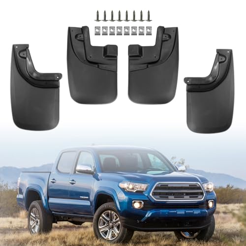 Image of Mud Guard fit for Toyota Tacoma Pickup 2005-2015, No Drilling Required Splash Guards Bendable Mud Guard for Car,Front & Rear 4PCS MudFlaps