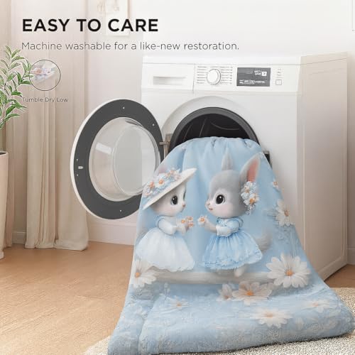 Image of King Size 7D Digital Print Bedsheet - 350 TC Cotton, Kids Friendly Design, Soft & Breathable 180 GSM Fabric, Machine Washable, Gift-Ready Packaging. (108x108 Inches). (Bunny)