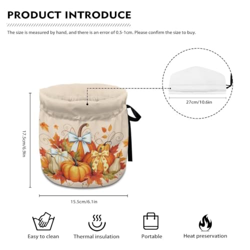 Image of Fall Tea Cozy Insulated Kitchen Kettle Cover Pumpkin Bow Tea Pot Dust Covers for Keeping Warm Home Kitchen Decor for Party Gift for Thanksgiving