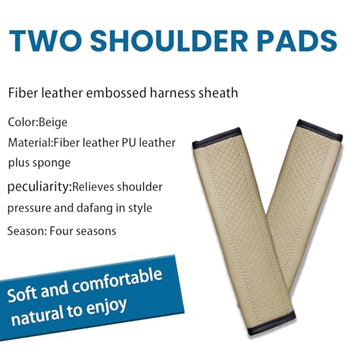 Image of Osilly Car Seat Belt Pads, 2 Pack Fiber Leather Seatbelt Shoulder Strap Covers, More Comfort Driving & Protect Your Neck, Universal Safety Strap Cover for Auto SUV Truck Airplane Backpack (Beige)
