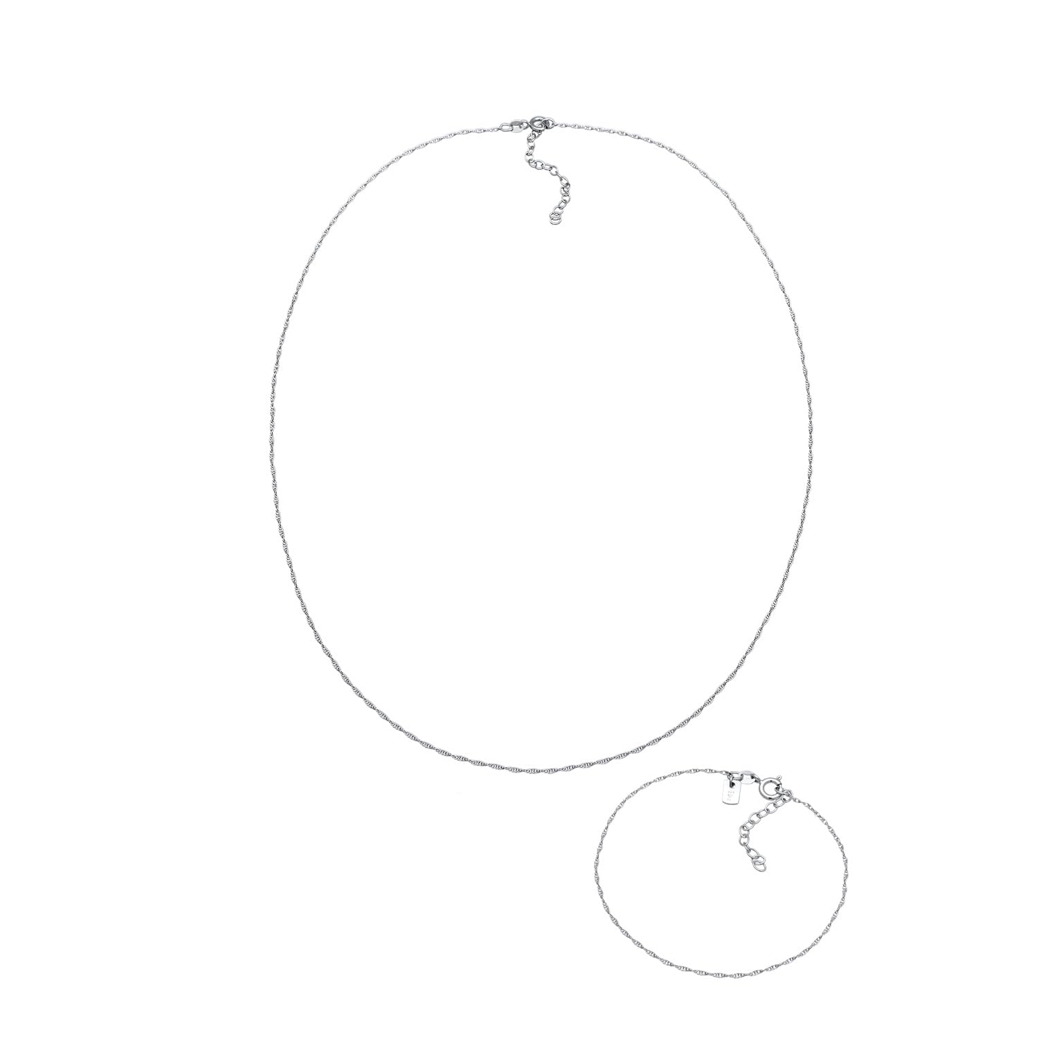 Kuzzoi Collana da uomo in argento 925, con bracciale in argento sterling 925, set di gioielli Basic per l'uomo (55 cm), bracciale da uomo (18 + 3 cm), Argento sterling