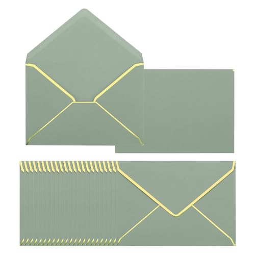 Enveloppes de Noël A7 vert sauge et or PATIKIL pour invitations de mariage