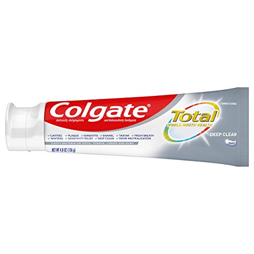 Colgate Total Toothpaste With Stannous Fluoride And Zinc, Multi Benefit Toothpaste With Sensitivity Relief And Cavity Protection, Deep Clean - 4.8 Ounce (Pack Of 2) #TOP5