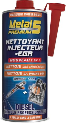 METAL 5 - Nettoyant Injecteur + EGR Diesel - 1L - Metal 5 Premium - Nettoie et Élimine les dépôts dans l?ensemble du système d?Alimentation en Carburant - Nettoyant vanne EGR et circuit de recyclage