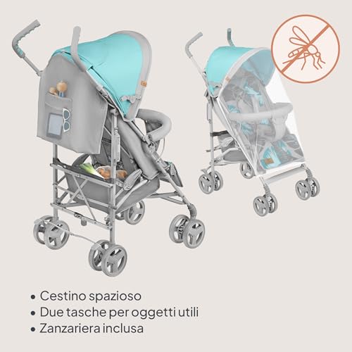 Lionelo Elia Passeggino Leggero E Pieghevole Per Bambini Da 6 Mesi A 15Kg, Schienale Regolabile Alla Posizione Sdraiata, Cinture 5Punti Cesta E Cappottina Grandi - 9