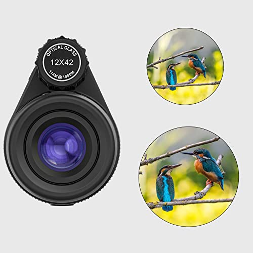 Telescopio monocular HD 12x42 impermeable con trípode para móvil 7