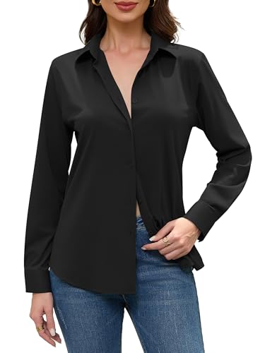 COUXILY Soft Non-Iron & Wrinkle-Free Womens Button Down Shirts with Mulberry Silk Long Sleeve Blouse Casual Work Tops4