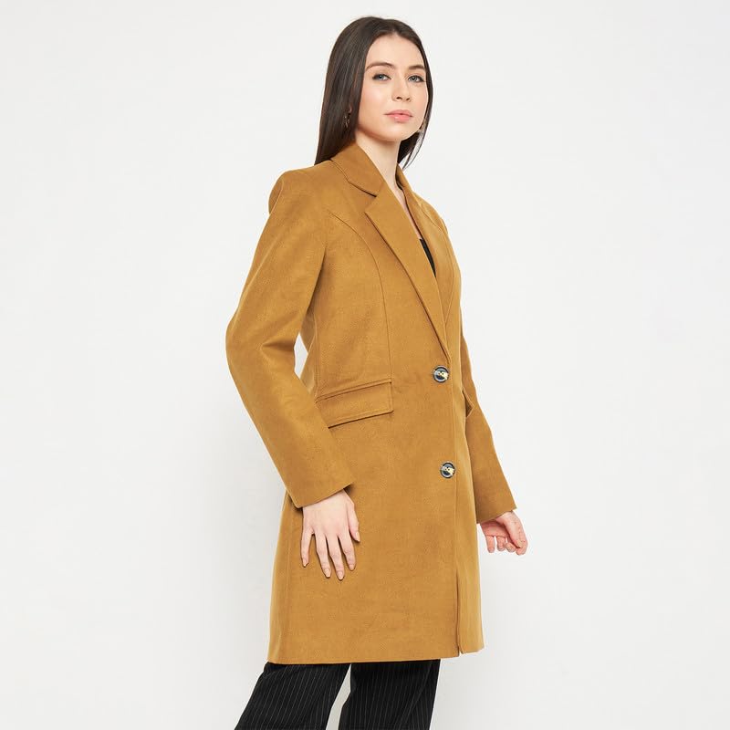 Image of PLAGG Women's Notched Lapel Long Overcoat