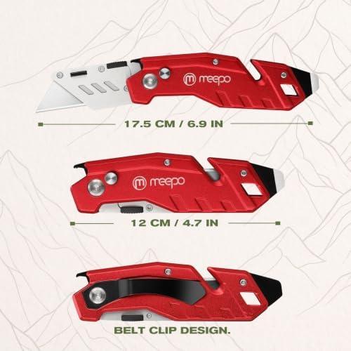 M MEEPO 2-Pack Box Cutter, Heavy Duty Folding Utility Knife, with 50 Blades - 4
