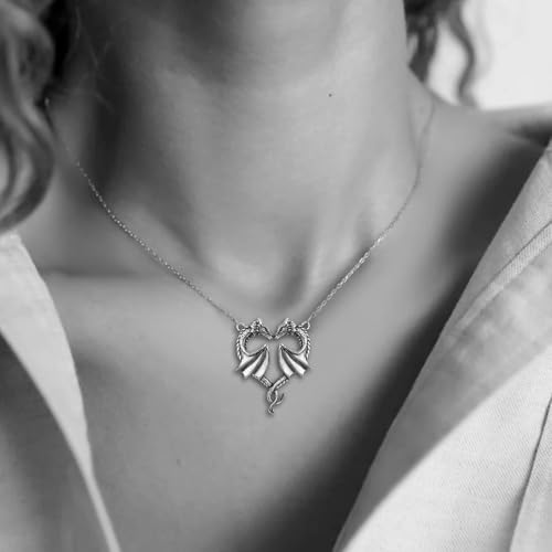 Collier homme double dragon cœur pour affirmer un look unique
