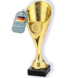 Larius Pokal (21cm, 220g) – Edle, universelle Trophäe mit Marmorsockel – Personalisierbar – Ideal für Sport, Schule, Wettbewerbe & Auszeichnungen – B1 (ohne Wunschtext, Gold, M)