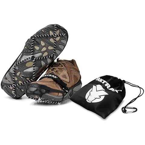 Yaktrax Pro Plus Traction Cleats for Ice and Snow, 360° Steel Coil Grip for All-Direction Traction, Flexible Thermoplastic Upper, Easy On/Off with Heel Tab, Includes Carry Bag & Carabiner, Large Cover