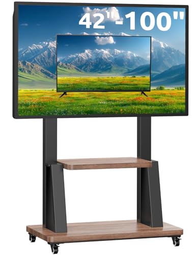 GLWIXY大型テレビ台 移動式 自立型テレビスタンド キャスター付き42-100インチ対応 ハイタイプ 安定 天板/棚付き モバイルスタンド TVフロアスタンド TVカート 耐荷重80kg VESA 200*200mm〜900x600mm 高さ調整可能
