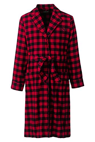 Lands' End Men s Flannel Robe Rich Red Check Regular X-Large