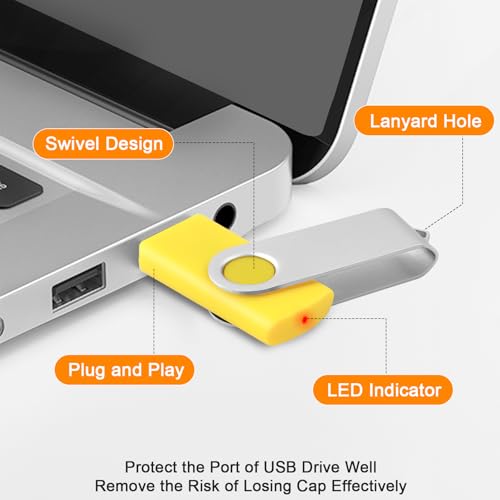 Image of 10 Pack 128MB Flash Drives Bulk Colorful USB Sticks Thumb Drive Jump Drives with Lanyards, Swivel Memory Stick Photo Backup USB Storage Flash Drive Zip Pendrive for Computer, Office Supplies