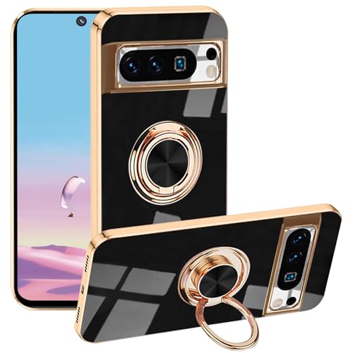 Coque Pixel 8 Pro avec anneau magnétique et béquille rotative 360° en silicone blanc