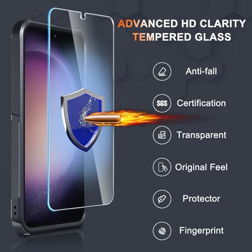 RMOCR Case for Samsung Galaxy S25, Full Body Heavy Duty Rugged Shockproof Protective Phone Cover with Lanyard Strap, Tempered Glass Screen Protector and Camera Lens Cover, Black Matte by RMOCR - Used condition - Image 6