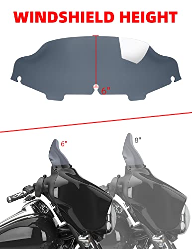 Amazicha Smoke Tint 6" Windshield Windscreen Compatible For Harley Davidson Touring Street Glide Electra Glide Flht Flhtc Flhx 1996-2013 #TOP6