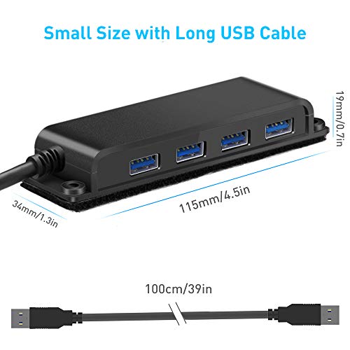 4-Port Usb 3.0 Portable Desk Hub,Fixable Usb Data Hub 3.0 With 3.3Ft/100Cm Cable For Macbook, Mac Pro/Mini, Imac, Xps, Surface Pro, Notebook Pc, Usb Flash Drives, Mobile Hdd,Computer And More #TOP5