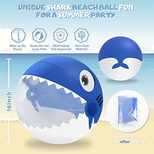 Foto von Wasserbälle – Aufblasbare Haifisch, durchsichtige Aufblasbälle von Strandspielzeug für Kinder und Kleinkinder, 16 Zoll große Poolbälle – Schwimmbecken-Spielzeug und Sommerparty