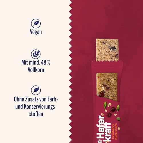 Haferriegel Corny Haferkraft Cranberry-Kürbiskern, Vollkorn & Vegan, 48x35g (Packung mit 2)