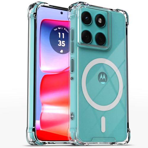Image of Outlouders Back Cover for Motorola Moto Edge 60 5G / Motorola Moto Edge 60 Fusion 5G Mag-Safe Transparent PC + TPU Bumper Case with Magnetic Support Shockproof Protection (Transparent Mag-Safe)