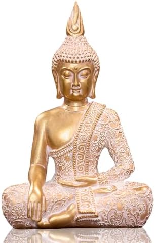 Golden Resin Buddha Statue7.87 Inch Serene Spiritual Art Piece, f...