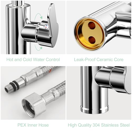 Mitigeur Évier avec Bec Flexible, Robinet Cuisine Noir, Cuisine Mitigeur Rotative à 360°, Robinet de Flexible, Faucet Evier avec Deux Fonctions de Pulvérisation – Image 5