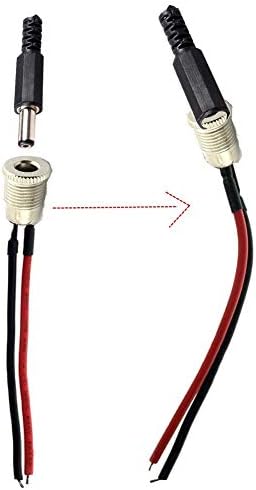 RUNCCI-YUN 5.5 x 2.1 MM 10A DC Power Jack Socket DC Threaded Female Mount Connector Adapter, DC Female Panel Mount Socket with Cable & Dc Barrel Jack Plug