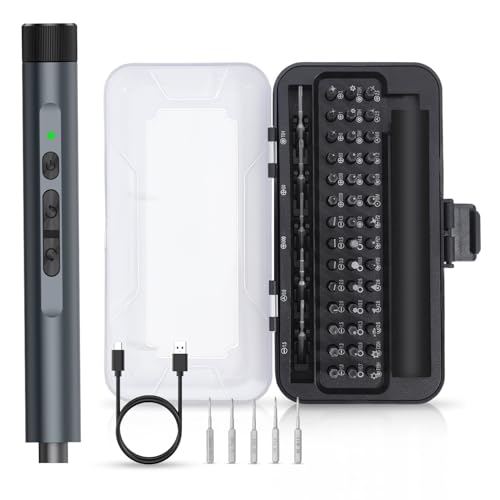 ORIA Mini Electric Screwdriver, 49 in 1 Precision Screwdriver Set with 47 Bits, 2 LED Lights, Rechargeable Cordless Repair Tool Kit for PC, Laptop, Watch