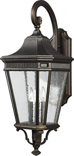 Feiss OL5424GBZ Cotswold Lane Outdoor Patio Lighting Wall Lantern, Bronze, 3-Light (12W x 30H) 180watts
